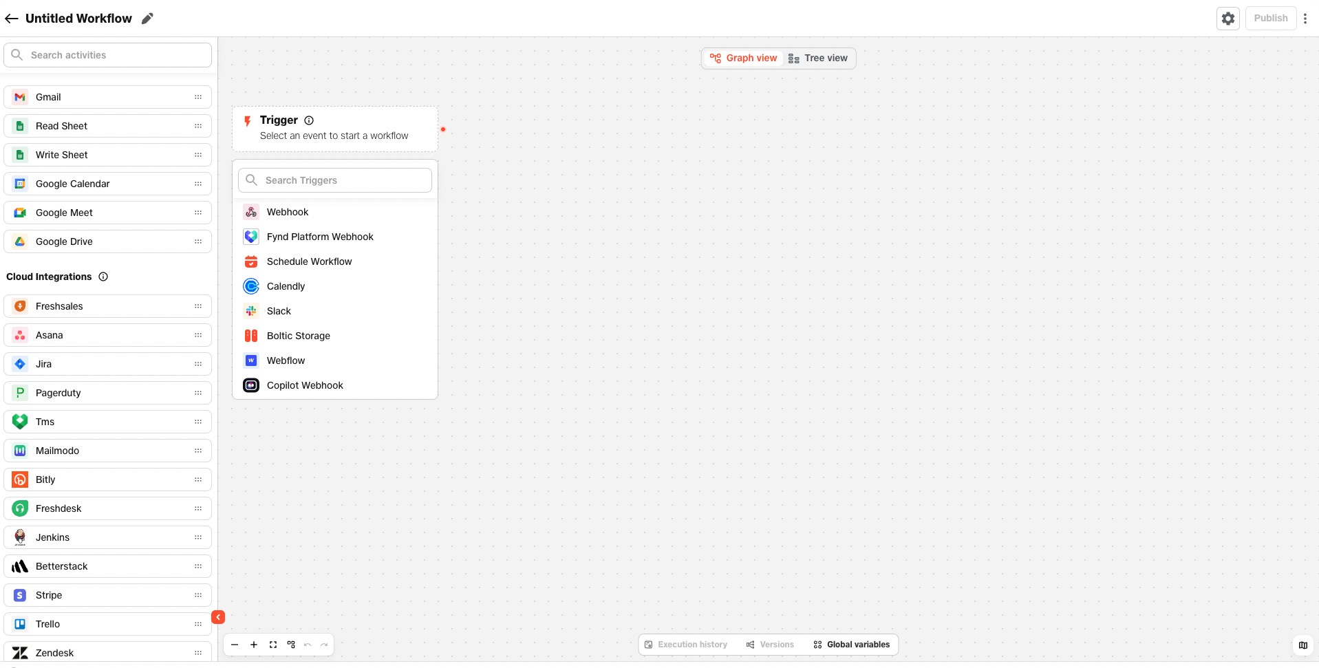 Cloud integrations form Screenshot