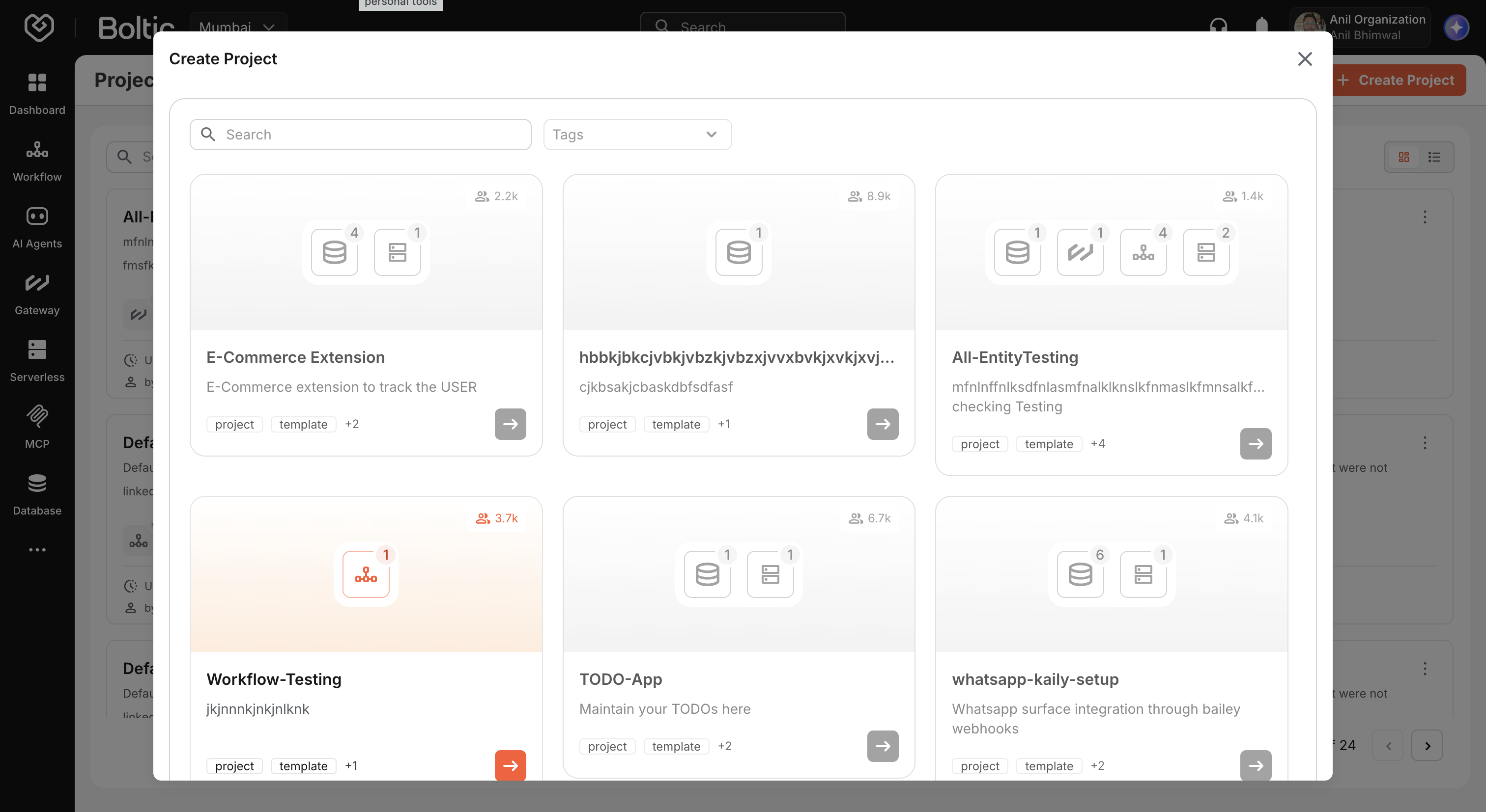 Create project using template