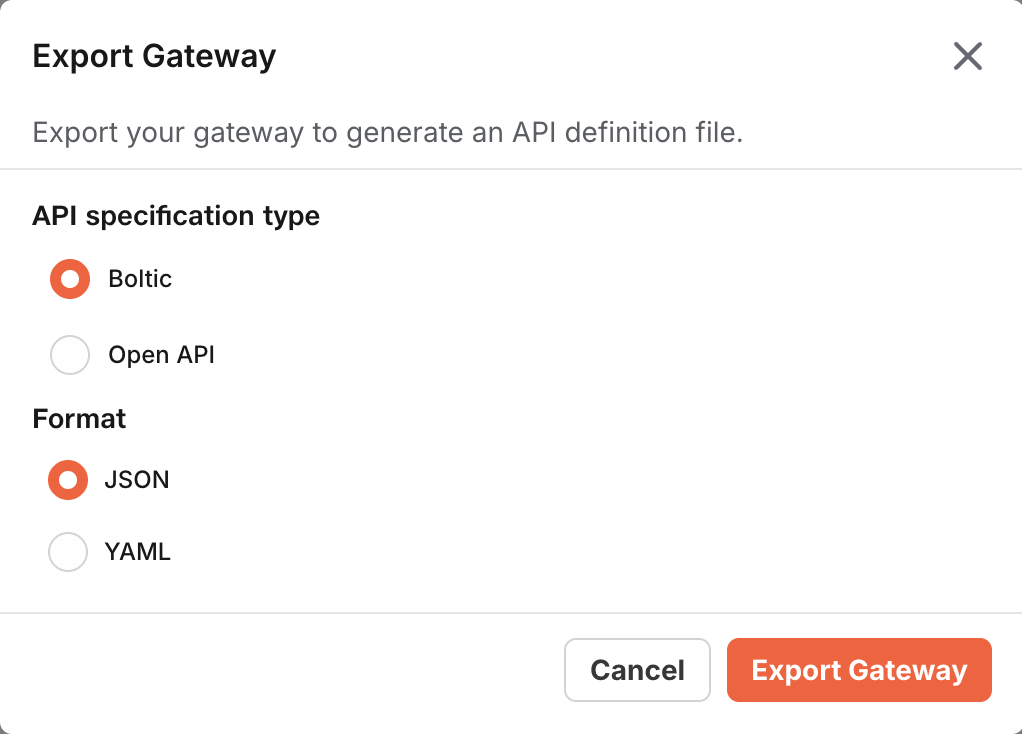 Export Gateway Dialog