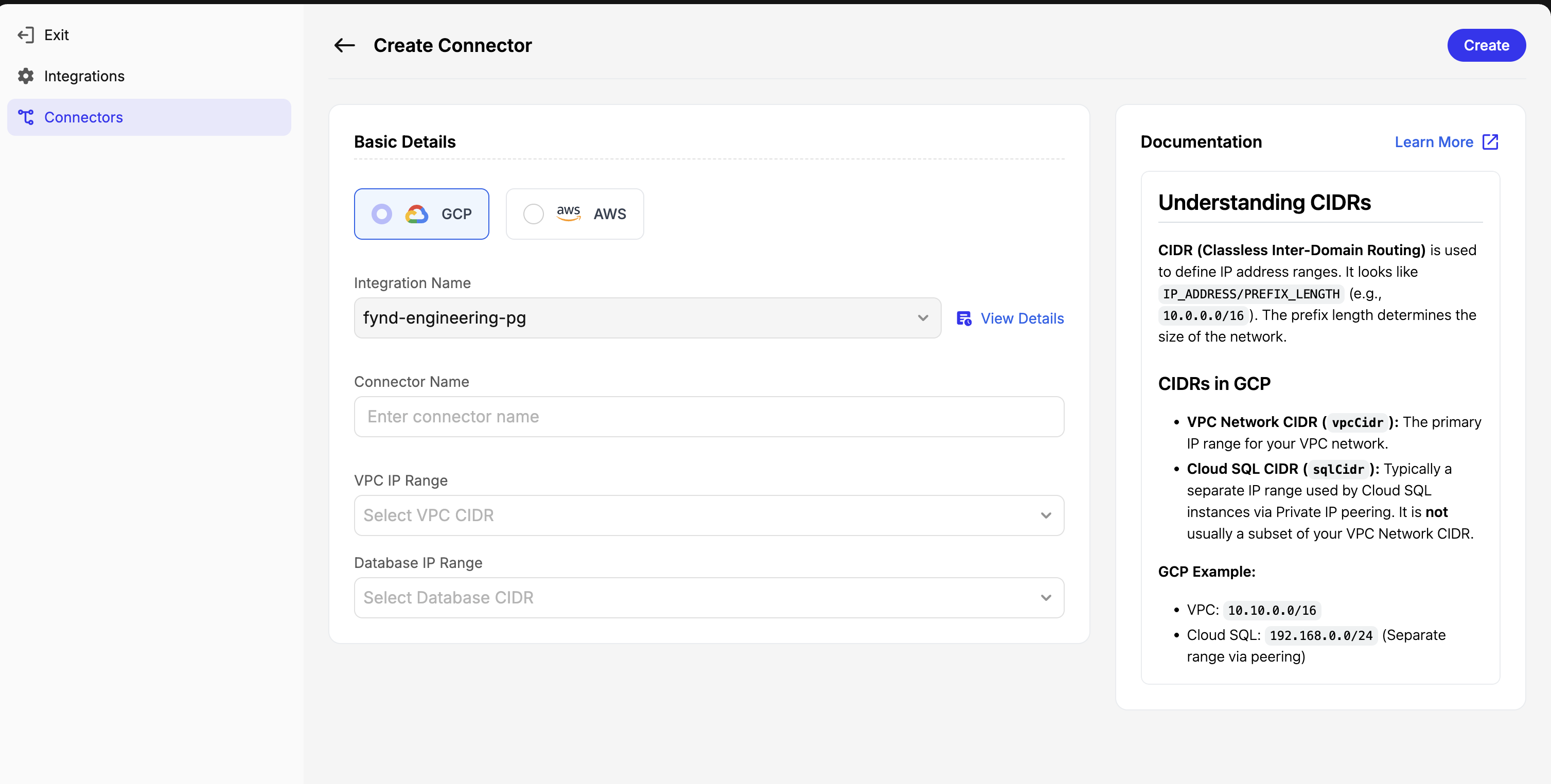 GCP Integration Configuration