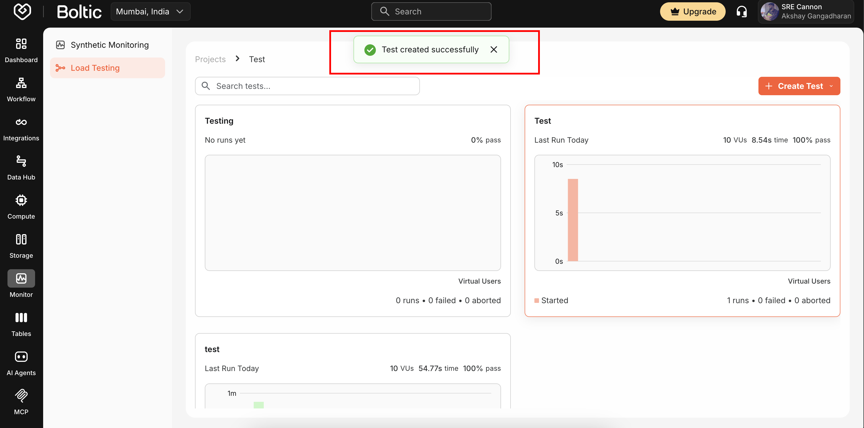Load Test Create and Run