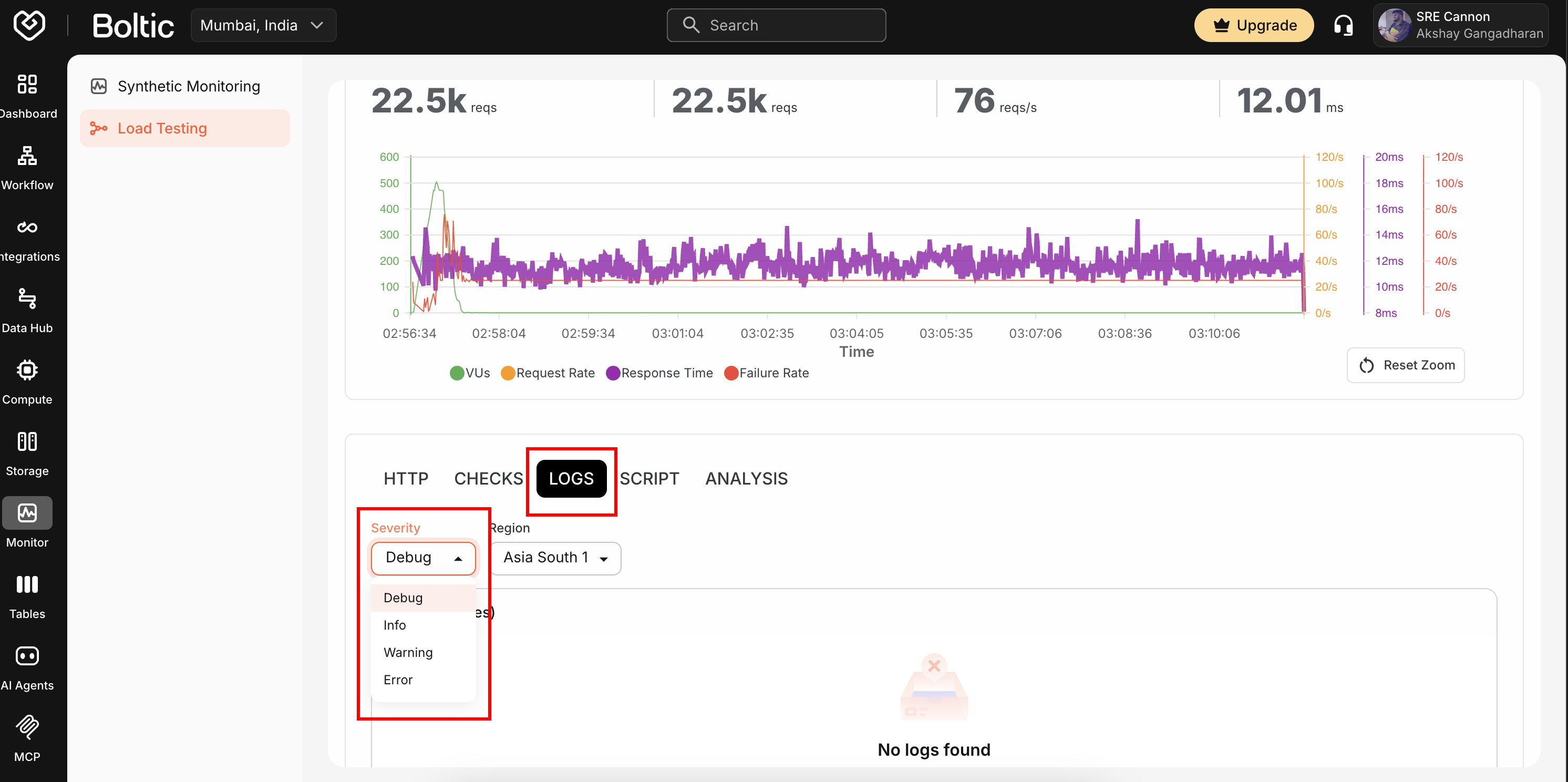 Load Test Performance Overview Logs