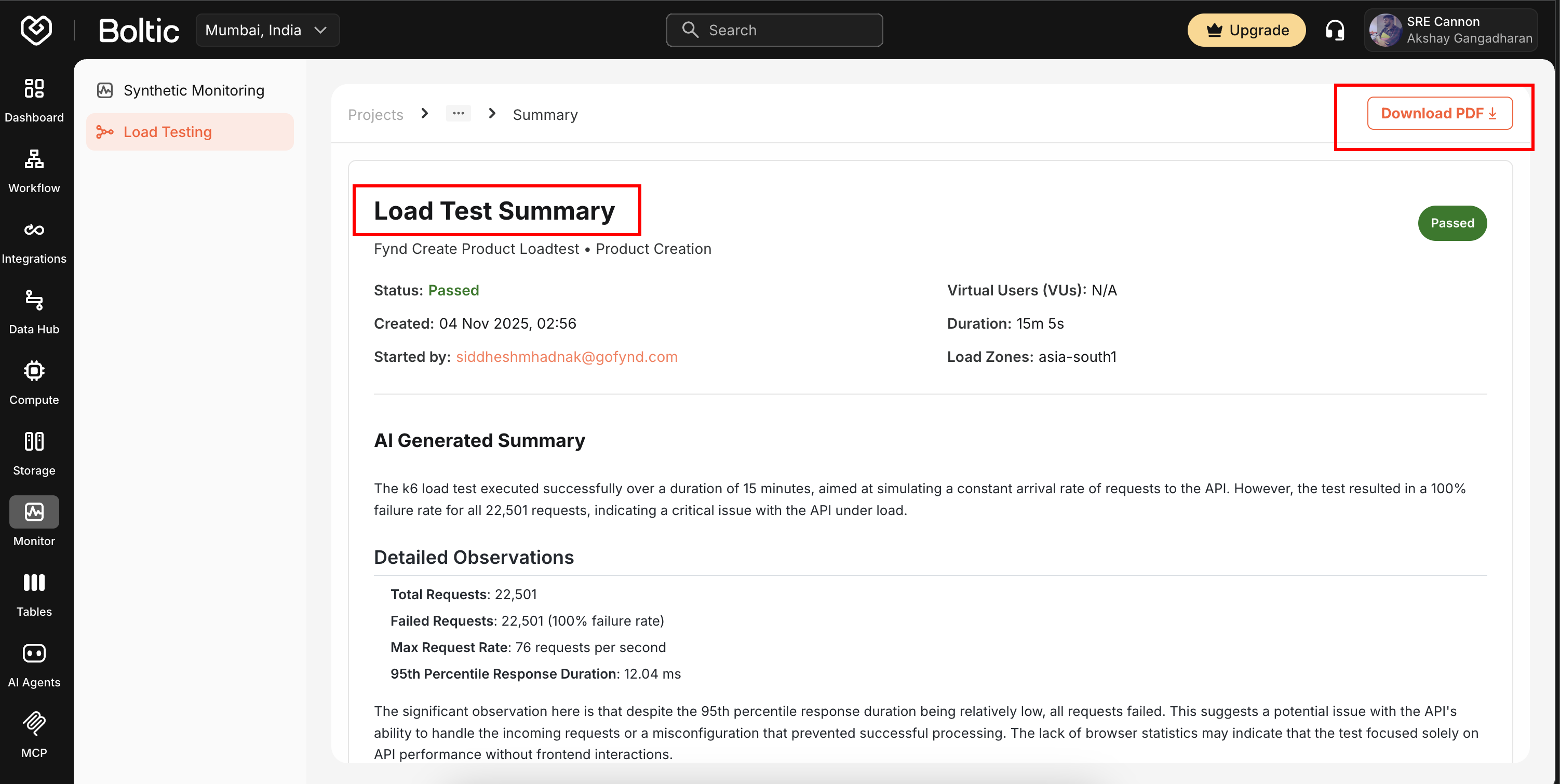 Load Test Report Summary PDF