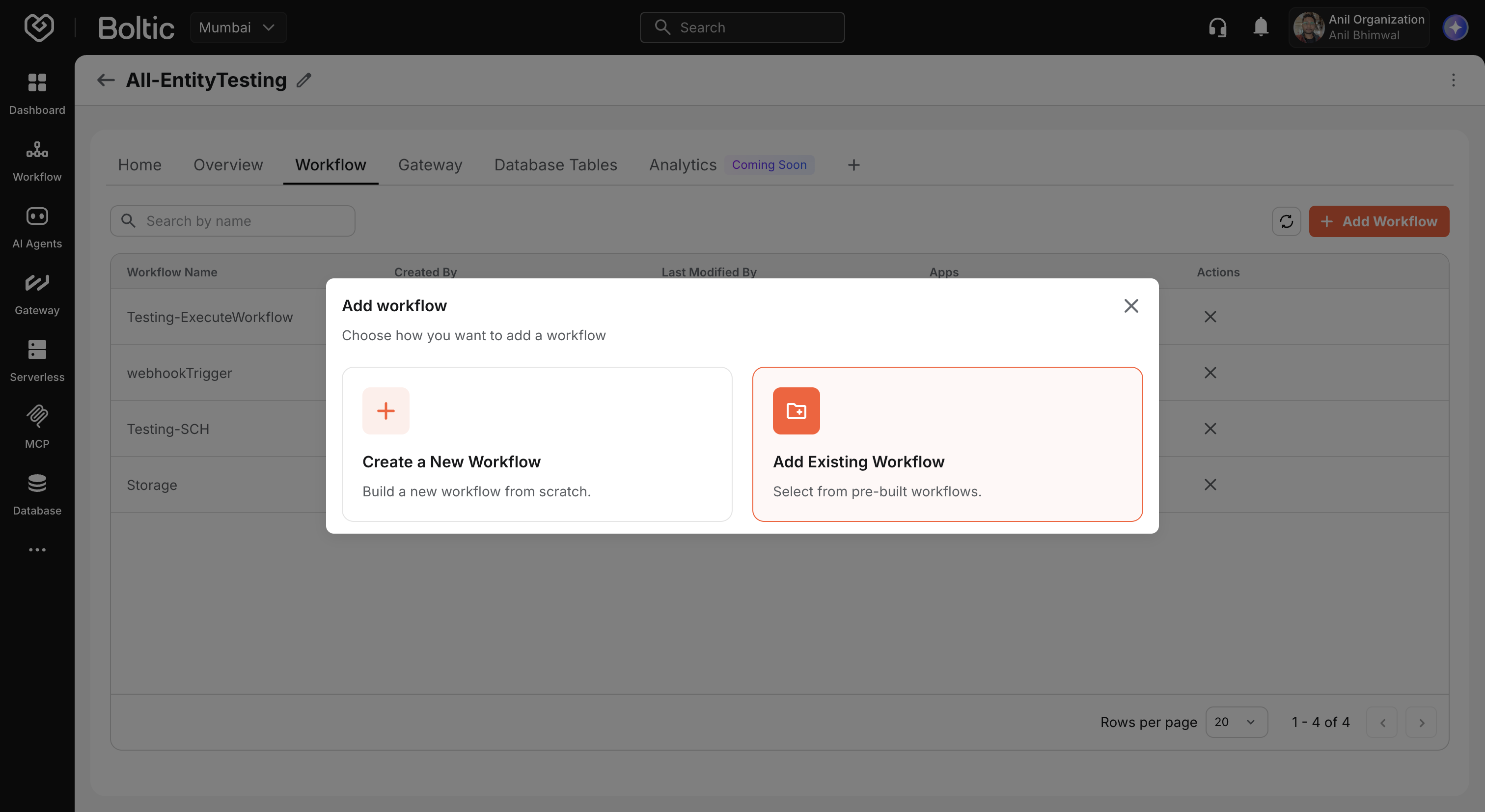 Attach entity modal