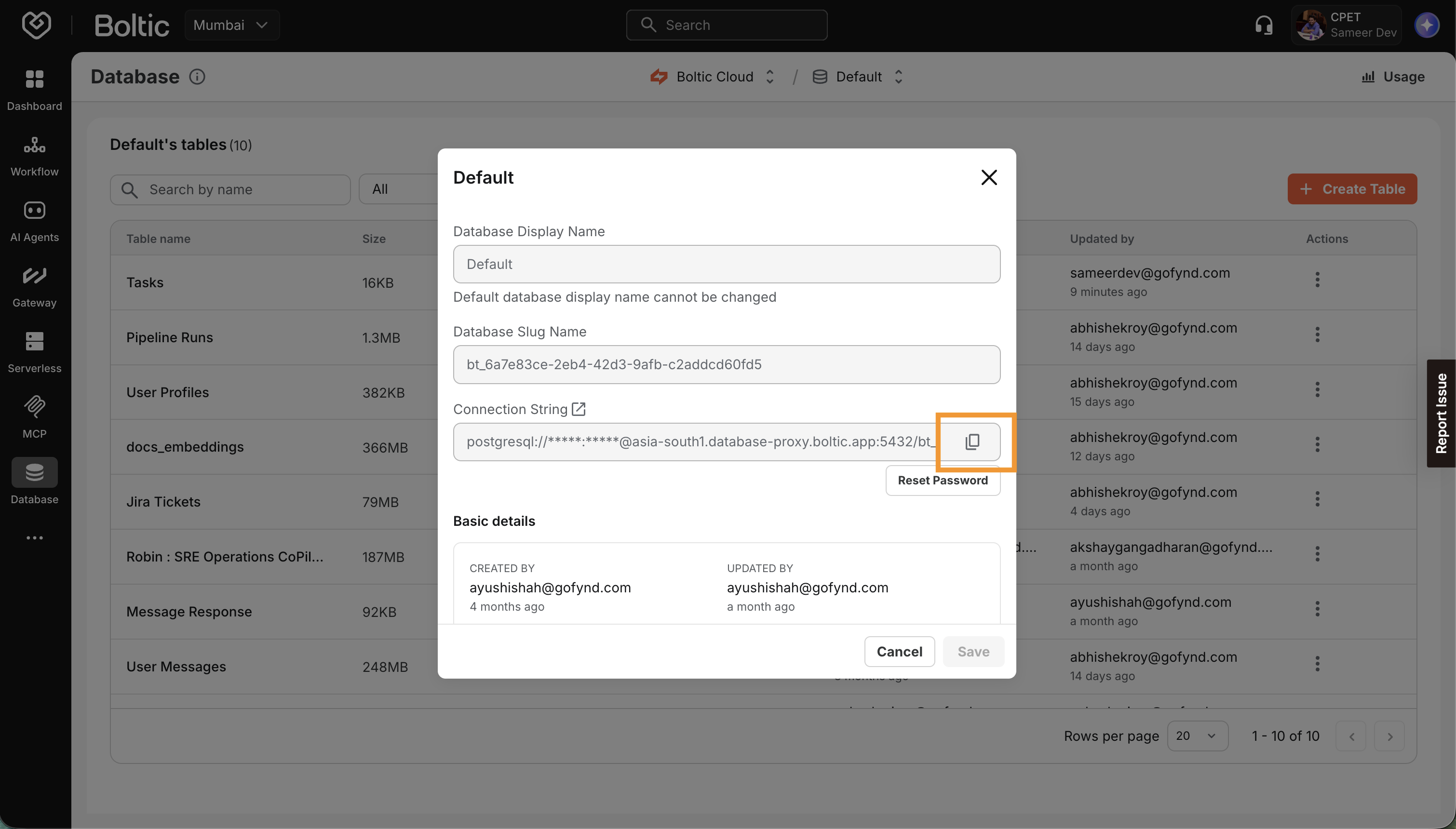 Database Copy Conn String