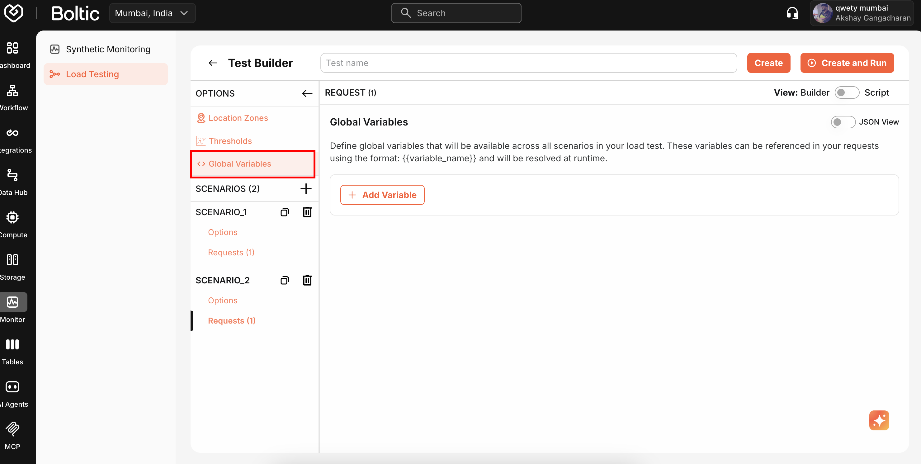Test Builder Global Variables