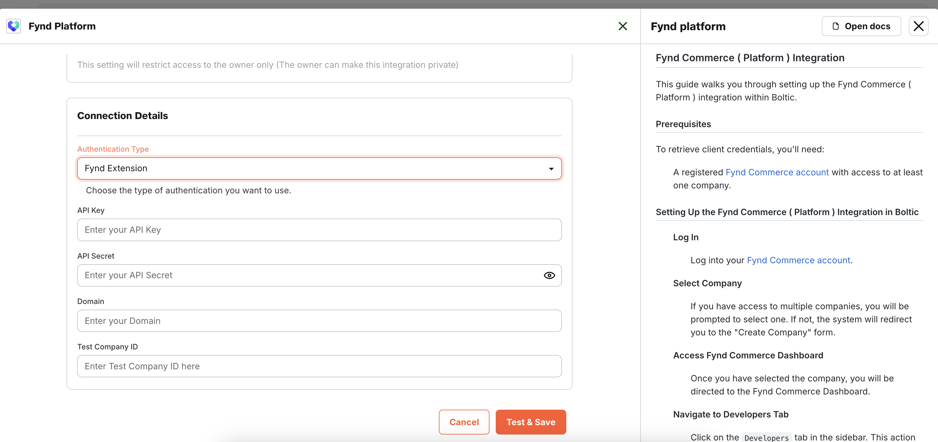 Add Extension Credentials