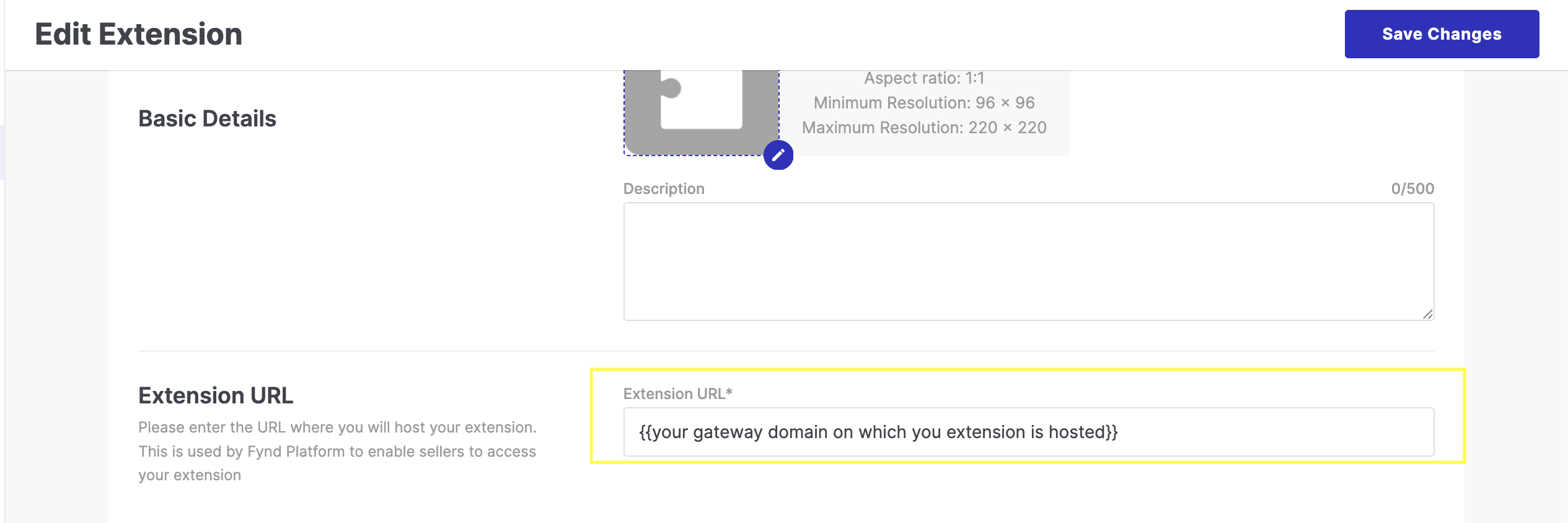 Configure Extension URL