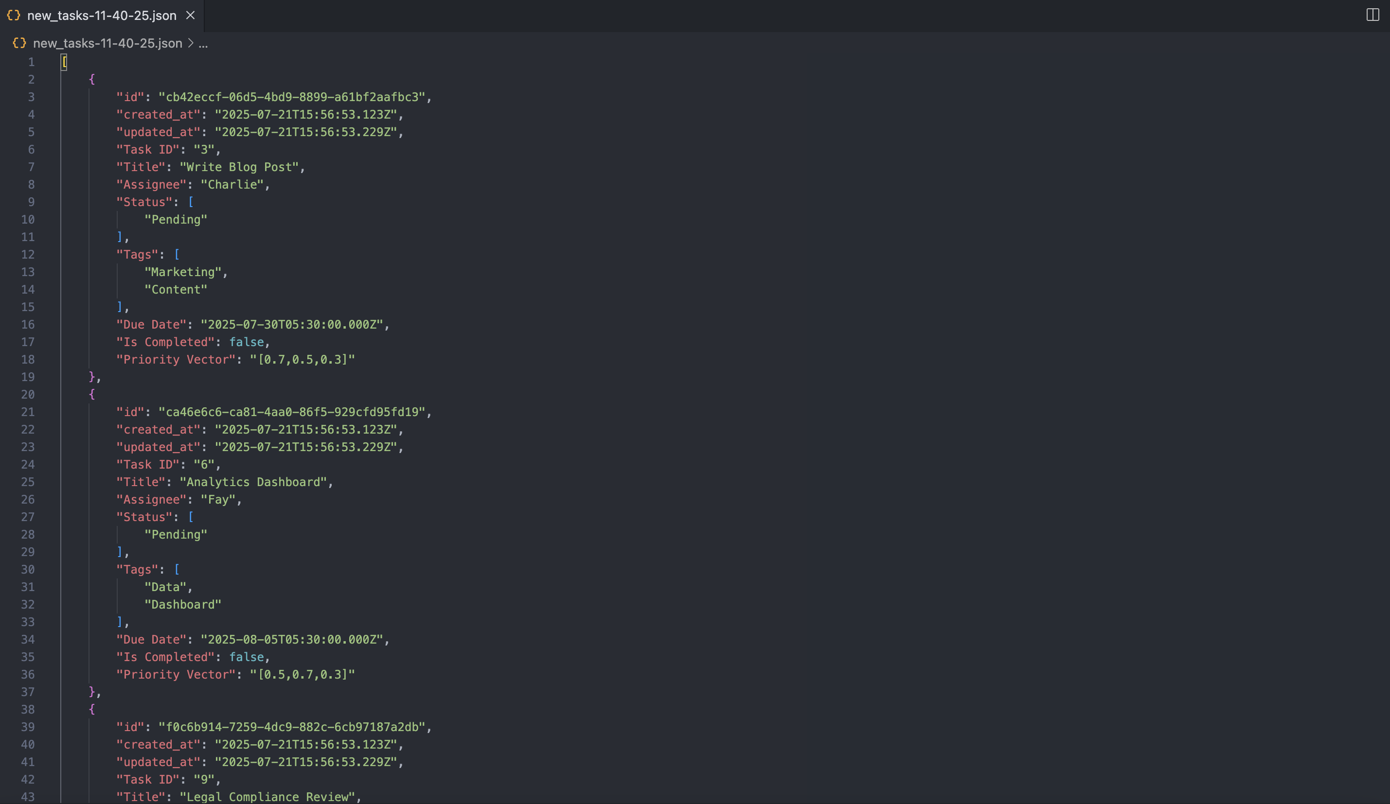 Exported file